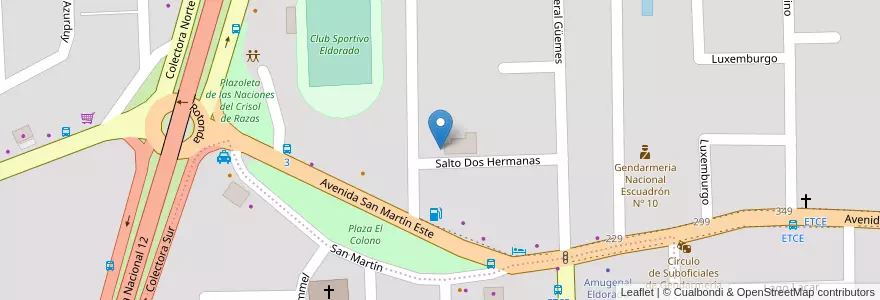 Mapa de ubicacion de Instituto Adventista Eldorado en 阿根廷, Misiones, Departamento Eldorado, Municipio De Eldorado, Eldorado.