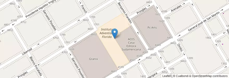 Mapa de ubicacion de Instituto Adventista Florida en الأرجنتين, بوينس آيرس, Partido De Vicente López, Vicente López.