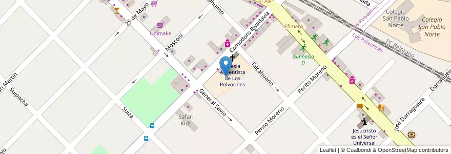 Mapa de ubicacion de Instituto Adventista Los Polvorines en Argentina, Buenos Aires, Partido De Malvinas Argentinas, Los Polvorines.