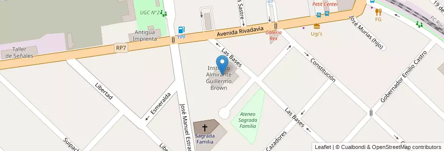 Mapa de ubicacion de Instituto Almirante Guillermo Brown en 阿根廷, 布宜诺斯艾利斯省, Partido De Morón, Haedo.