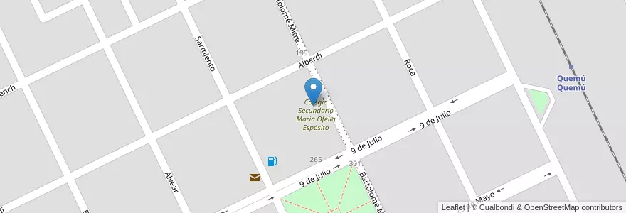 Mapa de ubicacion de Instituto "Amadeo Jacques" - Colegio Secundario "María Ofelia Espósito" en Аргентина, Ла-Пампа, Departamento Quemú Quemú, Municipio De Quemú Quemú, Quemu Quemu.