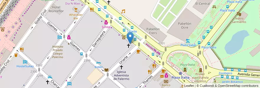 Mapa de ubicacion de Instituto Ambrosio Tognoni, Palermo en アルゼンチン, Ciudad Autónoma De Buenos Aires, ブエノスアイレス, Comuna 14.