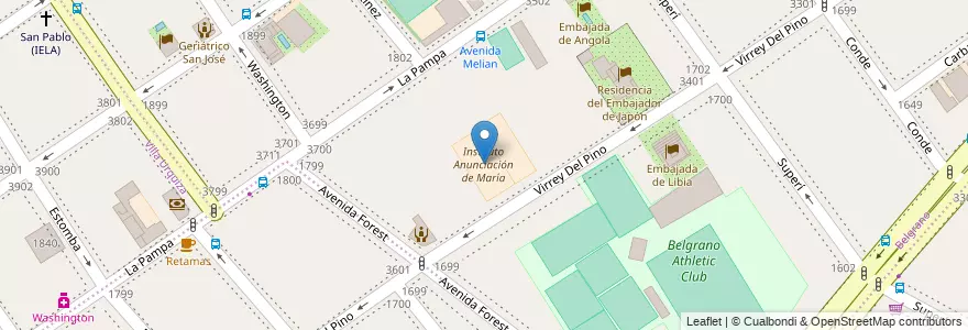 Mapa de ubicacion de Instituto Anunciación de María, Belgrano en アルゼンチン, Ciudad Autónoma De Buenos Aires, ブエノスアイレス.