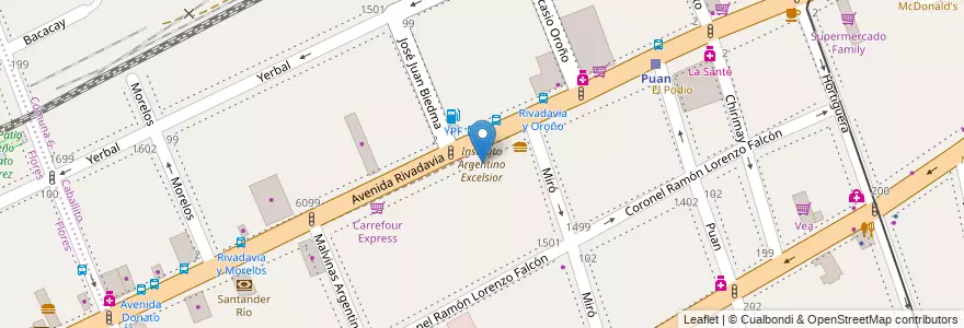 Mapa de ubicacion de Instituto Argentino Excelsior, Caballito en 阿根廷, Ciudad Autónoma De Buenos Aires, Comuna 7, 布宜诺斯艾利斯, Comuna 6.