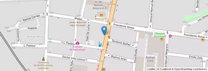 Mapa de ubicacion de Instituto Avellaneda en 아르헨티나, 칠레, Mendoza, Godoy Cruz, Departamento Godoy Cruz, Distrito Ciudad De Godoy Cruz.