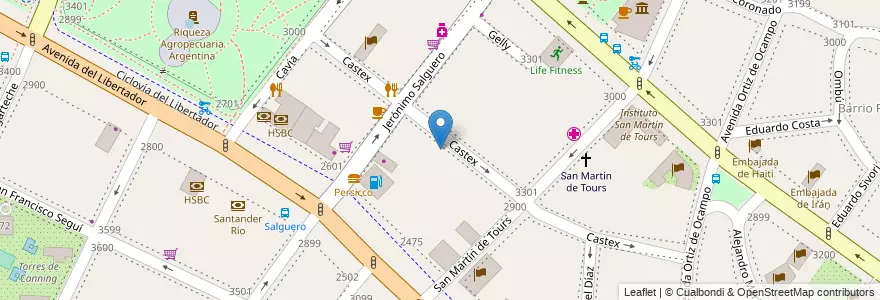 Mapa de ubicacion de Instituto Bayard, Palermo en 아르헨티나, Ciudad Autónoma De Buenos Aires, 부에노스아이레스, Comuna 14.