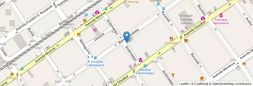 Mapa de ubicacion de Instituto Beata Imelda, Villa Urquiza en アルゼンチン, Ciudad Autónoma De Buenos Aires, Comuna 12, ブエノスアイレス.