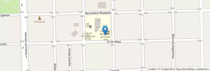 Mapa de ubicacion de Instituto Bernardo Larroudé - P28 en Argentinië, La Pampa, Departamento Chapaleufú, Municipio De Bernardo Larroudé.
