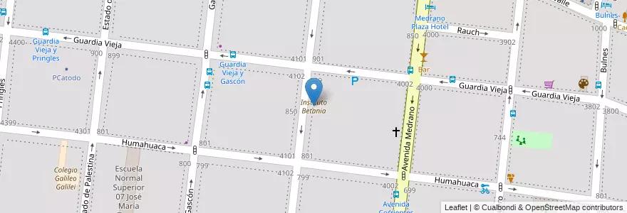 Mapa de ubicacion de Instituto Betania, Almagro en 아르헨티나, Ciudad Autónoma De Buenos Aires, Comuna 5, 부에노스아이레스.