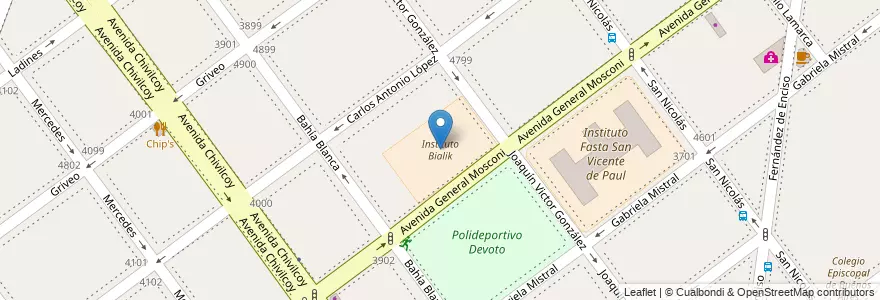 Mapa de ubicacion de Instituto Bialik, Villa Devoto en Аргентина, Буэнос-Айрес, Буэнос-Айрес, Comuna 11.