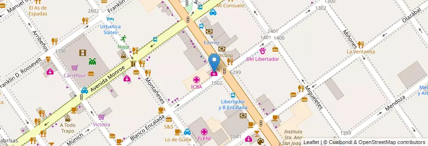 Mapa de ubicacion de Instituto Cardiovascular de Buenos Aires, Belgrano en 아르헨티나, Ciudad Autónoma De Buenos Aires, 부에노스아이레스, Comuna 13.