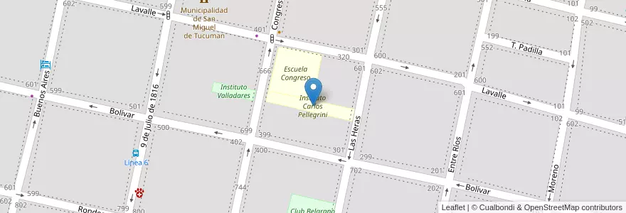 Mapa de ubicacion de Instituto Carlos Pellegrini en آرژانتین, Tucumán, San Miguel De Tucumán, Departamento Capital, San Miguel De Tucumán.
