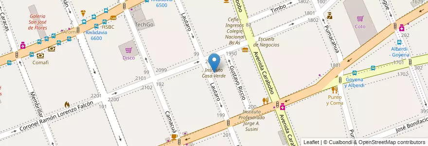 Mapa de ubicacion de Instituto Casa Verde, Flores en آرژانتین, Ciudad Autónoma De Buenos Aires, Comuna 7, Buenos Aires.