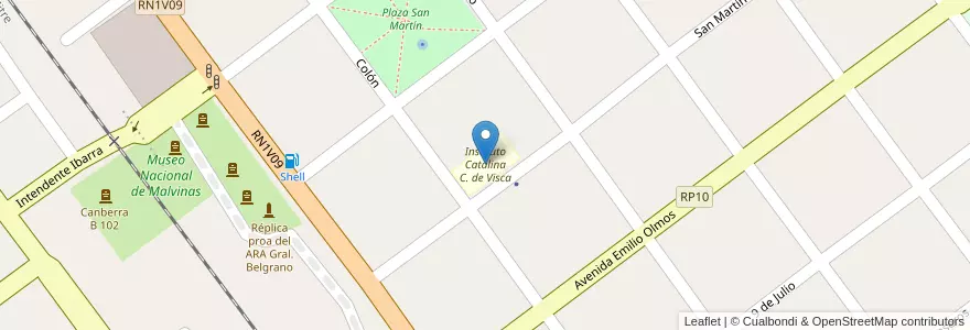 Mapa de ubicacion de Instituto Catalina C. de Visca en Argentina, Córdoba, Departamento Tercero Arriba, Pedanía Zorros, Municipio De Oliva, Oliva.