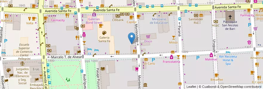 Mapa de ubicacion de Instituto Champagnat, Recoleta en 阿根廷, Ciudad Autónoma De Buenos Aires, Comuna 2, Comuna 1, 布宜诺斯艾利斯.