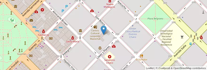 Mapa de ubicacion de Instituto Chaqueño de Cultura Inglesa en 아르헨티나, Chaco, Departamento San Fernando, Resistencia, Resistencia.