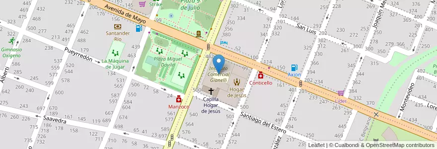 Mapa de ubicacion de Instituto Comercial Gianelli en Arjantin, Buenos Aires, Partido De Pergamino.