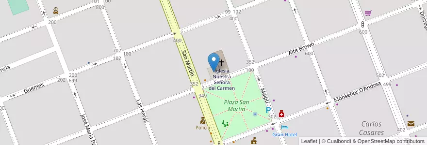 Mapa de ubicacion de Instituto Comercial Mixto Juan XXIII en アルゼンチン, ブエノスアイレス州, Partido De Carlos Casares, Carlos Casares.