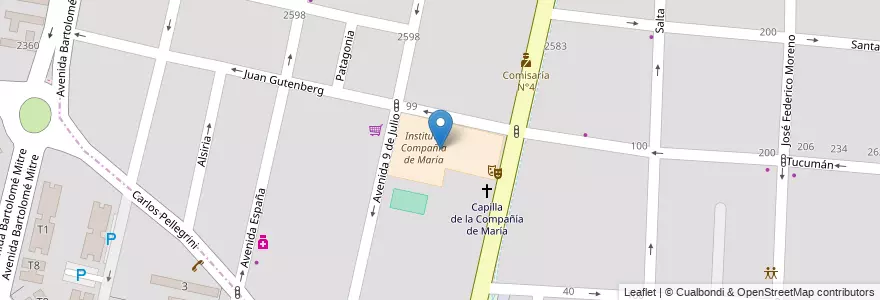 Mapa de ubicacion de Instituto Compañía de María en Arjantin, Şili, Mendoza, Departamento Capital, Ciudad De Mendoza.