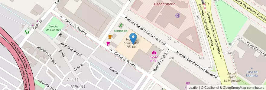 Mapa de ubicacion de Instituto Comunidad Filii Dei, Retiro en Argentinië, Ciudad Autónoma De Buenos Aires, Comuna 1, Buenos Aires.
