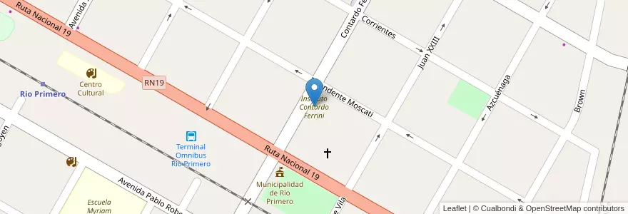 Mapa de ubicacion de Instituto Contardo Ferrini en Аргентина, Кордова, Departamento Río Primero, Municipio De Río Primero, Pedanía Viamonte, Río Primero.
