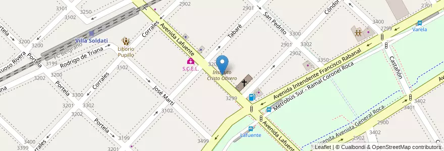 Mapa de ubicacion de Instituto Cristo Obrero, Villa Soldati en Argentinië, Ciudad Autónoma De Buenos Aires, Buenos Aires, Comuna 8.