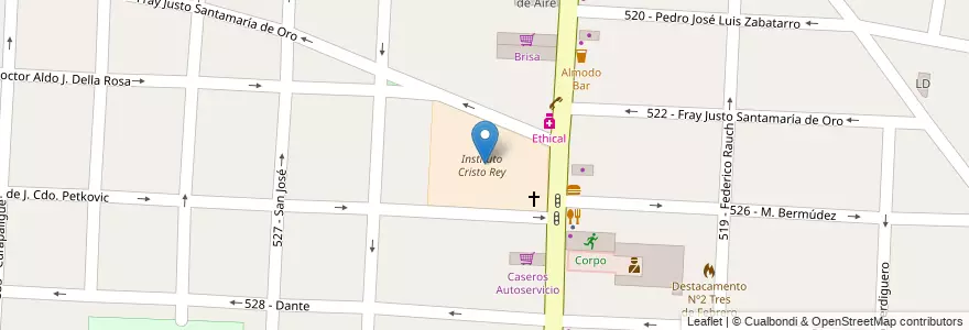 Mapa de ubicacion de Instituto Cristo Rey en アルゼンチン, ブエノスアイレス州, Partido De Tres De Febrero, Caseros.