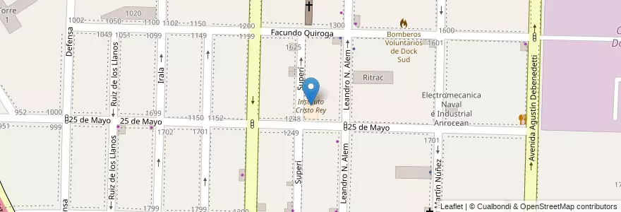 Mapa de ubicacion de Instituto Cristo Rey en アルゼンチン, ブエノスアイレス州, Partido De Avellaneda, Dock Sud.