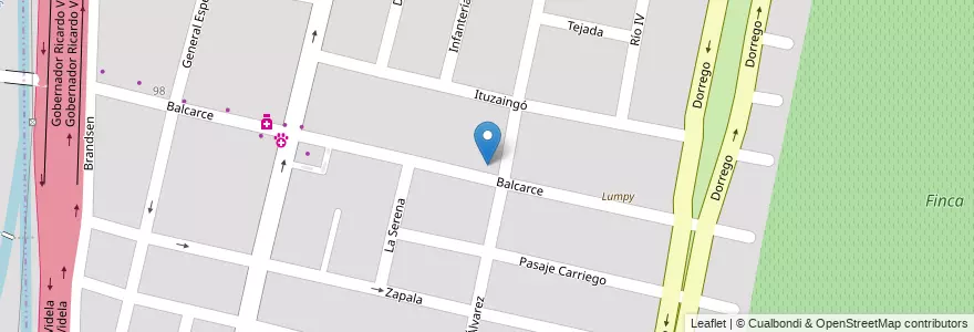 Mapa de ubicacion de Instituto de arte Arcangeles en Argentinien, Chile, Mendoza, Departamento Guaymallén, Distrito Dorrego.