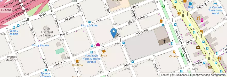 Mapa de ubicacion de Instituto de Arte y Ciencias de la Salud, Saavedra en 아르헨티나, Ciudad Autónoma De Buenos Aires, Comuna 12, 부에노스아이레스, Vicente López.