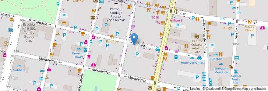 Mapa de ubicacion de Instituto de Ayuda Financiera para Pago de Retiros y Pensiones Militares (IAFPRPM) en アルゼンチン, チリ, メンドーサ州, Departamento Capital, Ciudad De Mendoza.