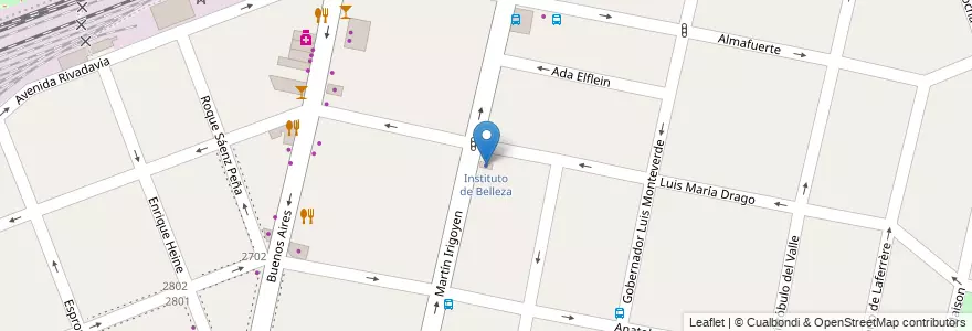 Mapa de ubicacion de Instituto de Belleza en アルゼンチン, ブエノスアイレス州, Partido De Morón, Castelar.