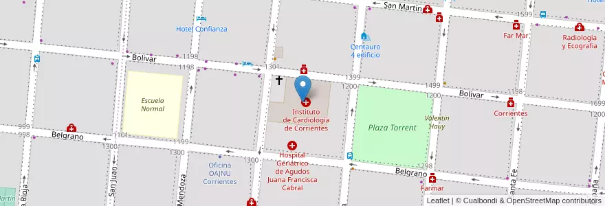 Mapa de ubicacion de Instituto de Cardiología de Corrientes en Argentine, Corrientes, Departamento Capital, Corrientes, Corrientes.