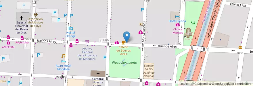 Mapa de ubicacion de Instituto de Diagnostico y Resonancia de Mendoza en アルゼンチン, チリ, メンドーサ州, Departamento Capital, Ciudad De Mendoza, Sección 3ª Parque O'Higgins.