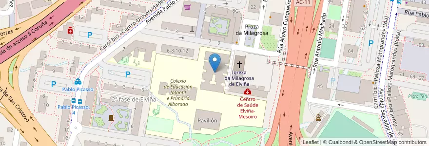 Mapa de ubicacion de Instituto de Educación Secundaria Elviña en İspanya, Galicia / Galiza, A Coruña, A Coruña, A Coruña.