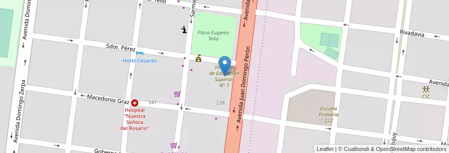 Mapa de ubicacion de Instituto de Educación Superior N° 1 en Arjantin, Jujuy, Departamento Cochinoca, Municipio De Abra Pampa, Abra Pampa.