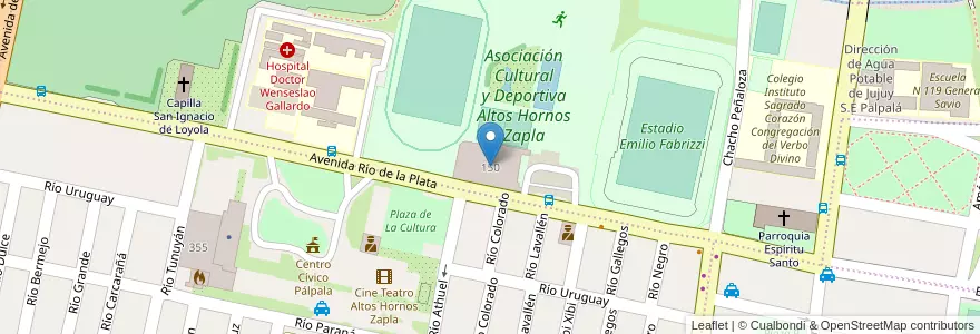 Mapa de ubicacion de Instituto de Educación Superior N 4 Profesorado de Educación Física en 阿根廷, Jujuy, Departamento Palpalá, Municipio De Palpalá.