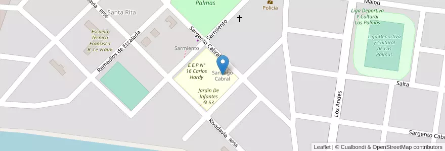 Mapa de ubicacion de Instituto De Educacion Superior - Padre Dante Dario Celli en アルゼンチン, チャコ州, Departamento Bermejo, La Leonesa - Las Palmas, Municipio De Las Palmas.