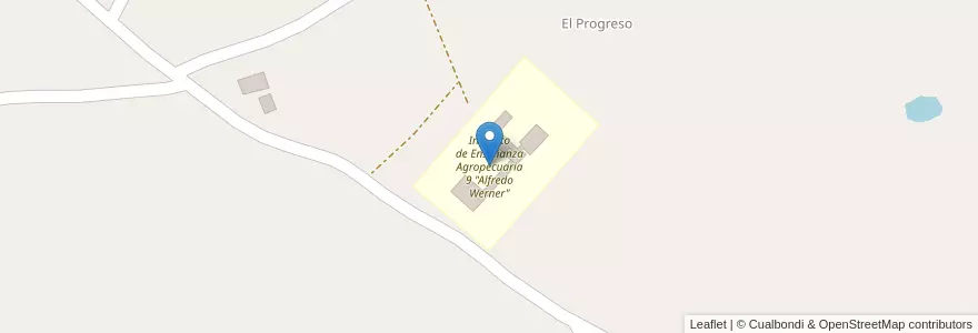 Mapa de ubicacion de Instituto de Enseñanza Agropecuaria 9 "Alfredo Werner" en アルゼンチン, ミシオネス州, Departamento Veinticinco De Mayo, Municipio De Colonia Aurora.