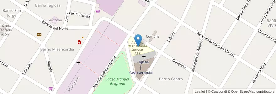 Mapa de ubicacion de Instituto de Enseñanza Superior -I.E.S. en アルゼンチン, トゥクマン州, Departamento Monteros, Municipio De Villa Quinteros.