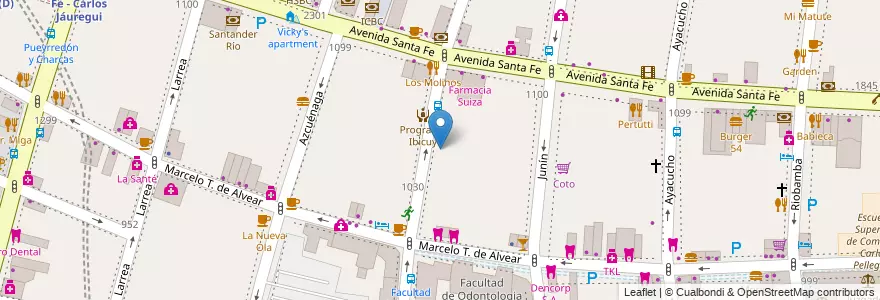Mapa de ubicacion de Instituto de Estudios Superiores de Buenos Aires, Recoleta en Аргентина, Буэнос-Айрес, Comuna 2, Буэнос-Айрес.