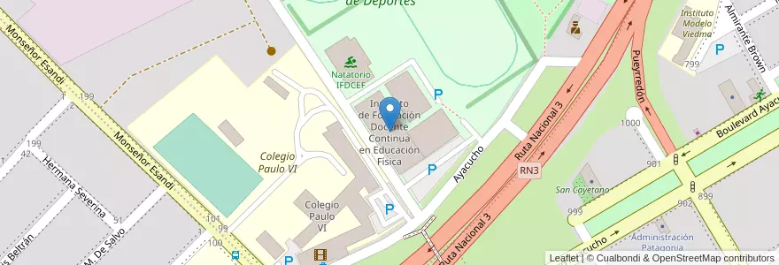 Mapa de ubicacion de Instituto de Formación Docente Continua en Educación Física en الأرجنتين, ريو نيغرو, Departamento Adolfo Alsina, Viedma, Viedma.