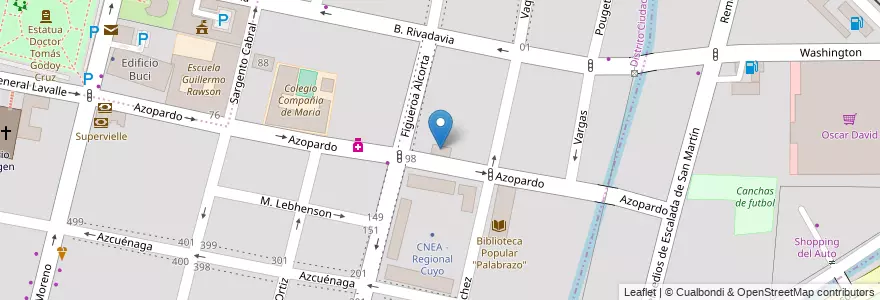 Mapa de ubicacion de Instituto de Formación UCR Mendoza en 阿根廷, 智利, Mendoza, Godoy Cruz, Departamento Godoy Cruz, Distrito Ciudad De Godoy Cruz.