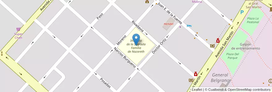 Mapa de ubicacion de Instituto de la Sagrada Familia de Nazareth en Argentina, Provincia Di Buenos Aires, Partido De General Belgrano, General Belgrano.