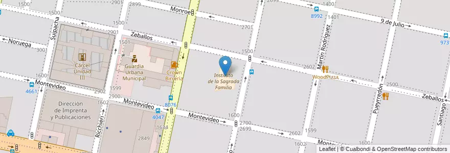 Mapa de ubicacion de Instituto de la Sagrada Familia en الأرجنتين, سانتا في, Departamento Rosario, Municipio De Rosario, روساريو.