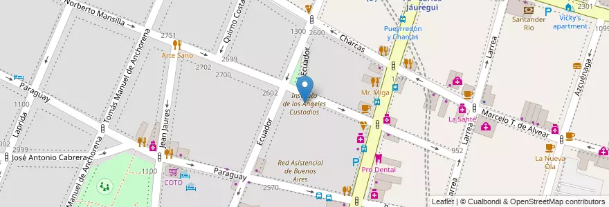 Mapa de ubicacion de Instituto de los Angeles Custodios, Recoleta en الأرجنتين, Ciudad Autónoma De Buenos Aires, Comuna 2, Buenos Aires.