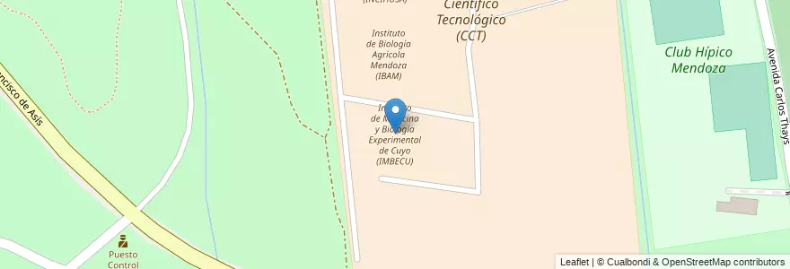 Mapa de ubicacion de Instituto de Medicina y Biología Experimental de Cuyo (IMBECU) en آرژانتین, شیلی, Mendoza, Departamento Capital, Sección 9ª Parque General San Martín, Ciudad De Mendoza.