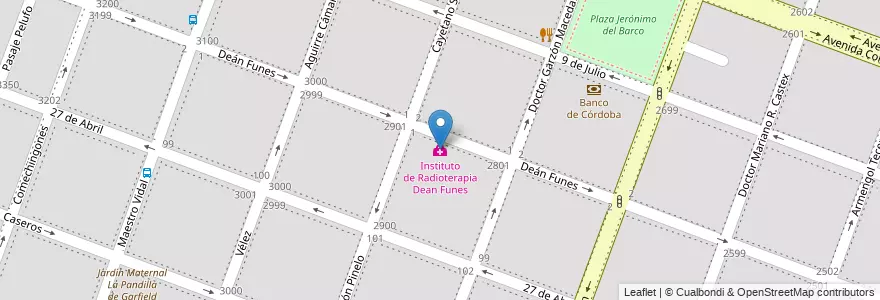 Mapa de ubicacion de Instituto de Radioterapia Dean Funes en Arjantin, Córdoba, Departamento Capital, Pedanía Capital, Córdoba, Municipio De Córdoba.