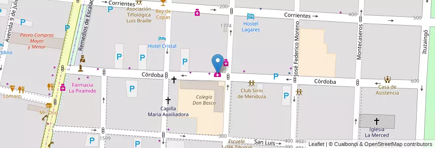 Mapa de ubicacion de Instituto de Reumatología en アルゼンチン, チリ, メンドーサ州, Departamento Capital, Ciudad De Mendoza, Sección 3ª Parque O'Higgins.