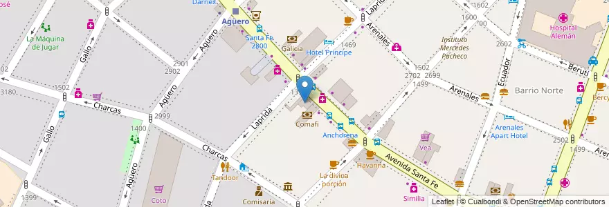 Mapa de ubicacion de Instituto de Tiempo Libre y Recreación, Recoleta en 아르헨티나, Ciudad Autónoma De Buenos Aires, Comuna 2, 부에노스아이레스.